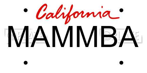 MAMMBA California License Plate
