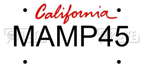 MAMP45 California License Plate