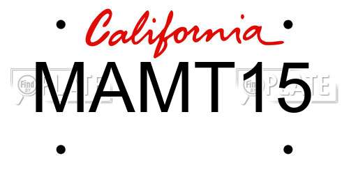 MAMT15 California License Plate
