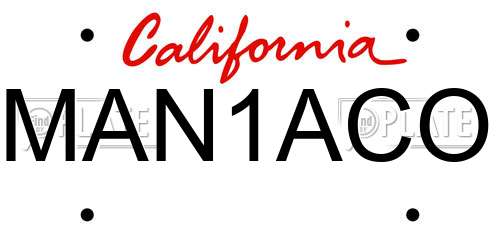 MAN1ACO California License Plate