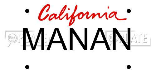 MANAN California License Plate
