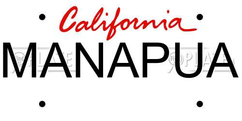MANAPUA California License Plate