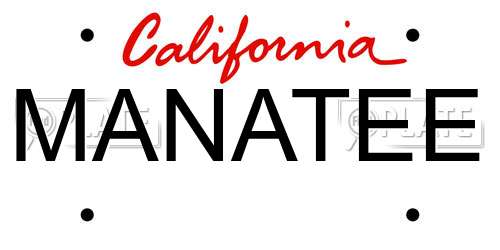 MANATEE California License Plate