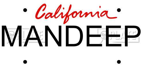 MANDEEP California License Plate