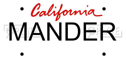 MANDER California License Plate