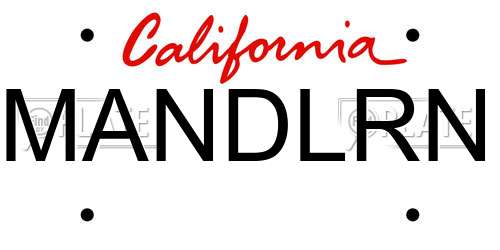 MANDLRN California License Plate