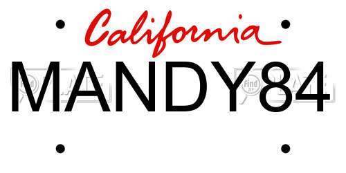 MANDY84 California License Plate