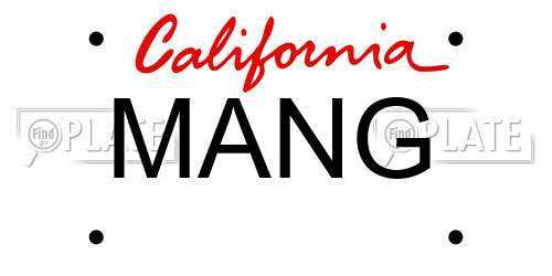 MANG California License Plate