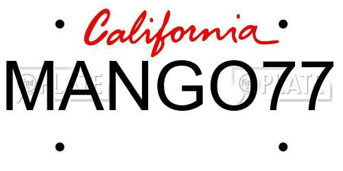 MANGO77 California License Plate