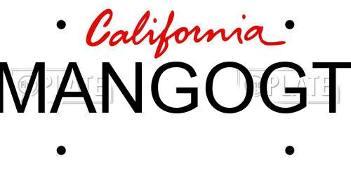 MANGOGT California License Plate