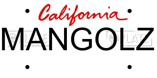 MANGOLZ California License Plate