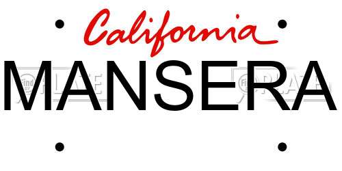 MANSERA California License Plate