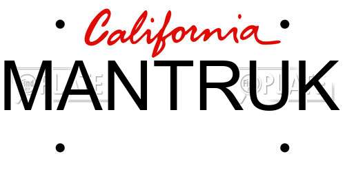 MANTRUK California License Plate