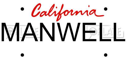 MANWELL California License Plate
