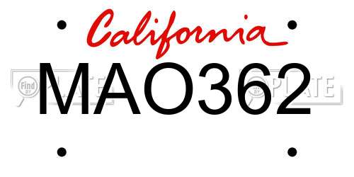 MAO362 California License Plate