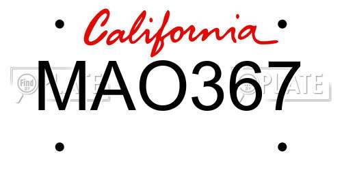 MAO367 California License Plate