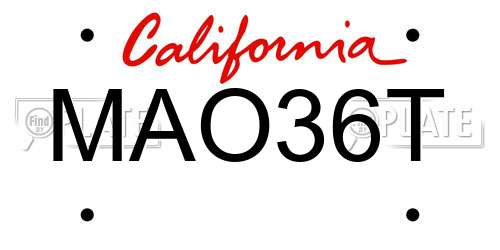 MAO36T California License Plate