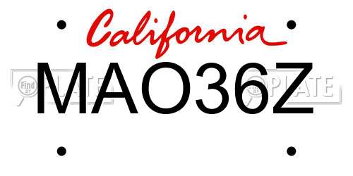 MAO36Z California License Plate