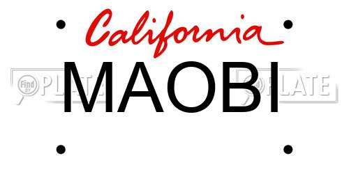 MAOBI California License Plate