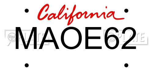 MAOE62 California License Plate
