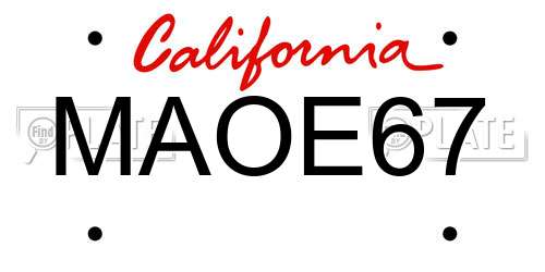MAOE67 California License Plate