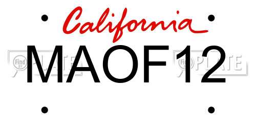 MAOF12 California License Plate