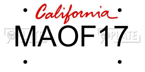 MAOF17 California License Plate