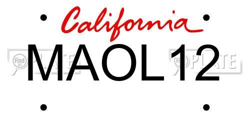 MAOL12 California License Plate