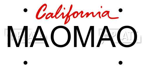 MAOMAO California License Plate