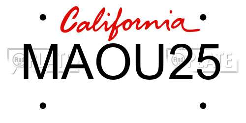 MAOU25 California License Plate