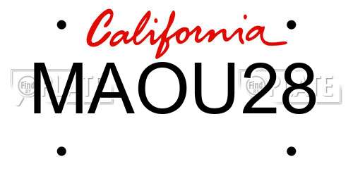 MAOU28 California License Plate