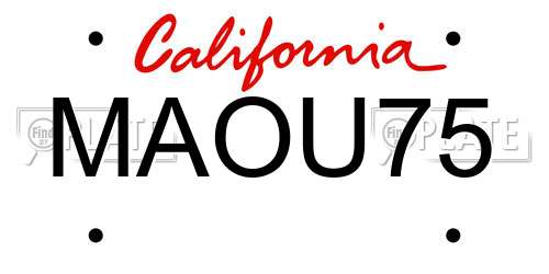 MAOU75 California License Plate