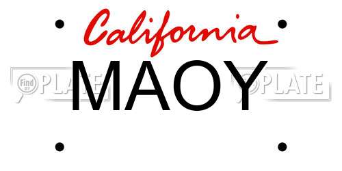 MAOY California License Plate
