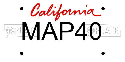 MAP40 California License Plate