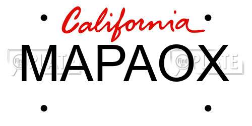 MAPAOX California License Plate