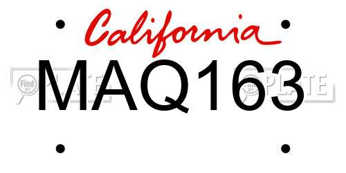 MAQ163 California License Plate