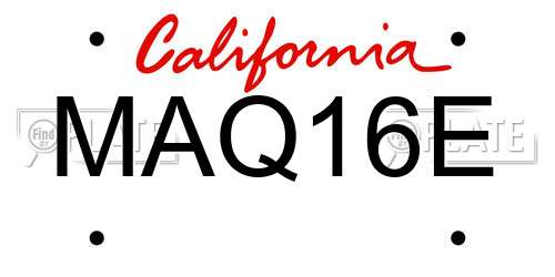 MAQ16E California License Plate