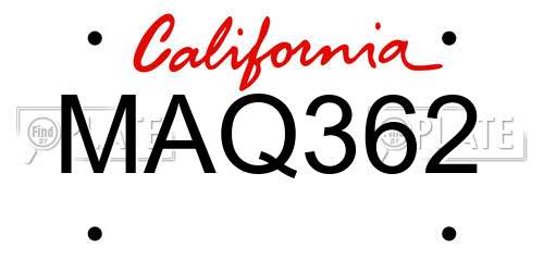 MAQ362 California License Plate