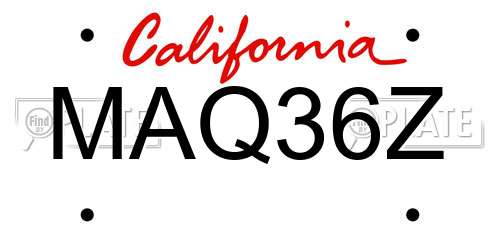 MAQ36Z California License Plate