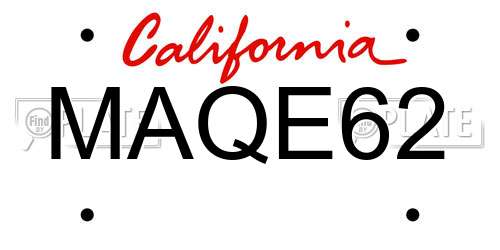 MAQE62 California License Plate