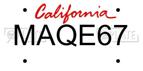 MAQE67 California License Plate