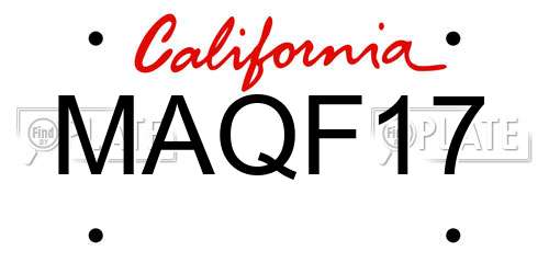 MAQF17 California License Plate
