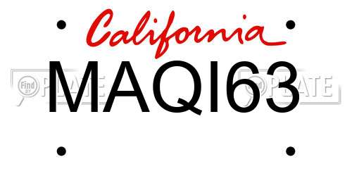 MAQI63 California License Plate