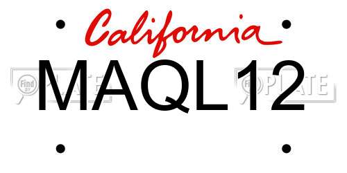 MAQL12 California License Plate