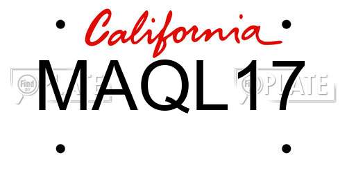 MAQL17 California License Plate