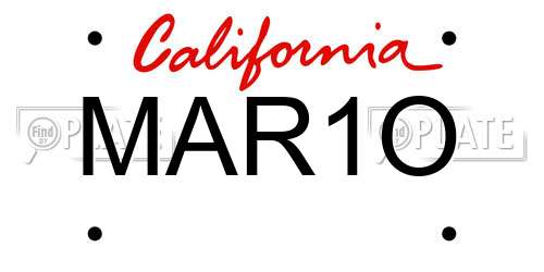 MAR1O California License Plate