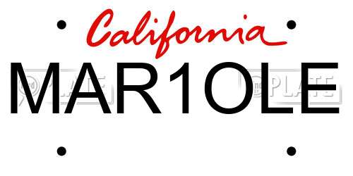 MAR1OLE California License Plate