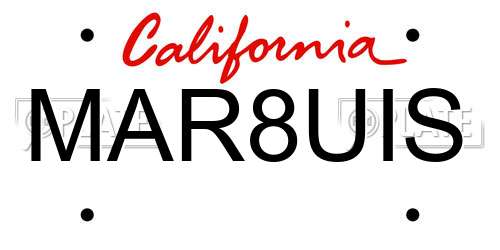 MAR8UIS California License Plate