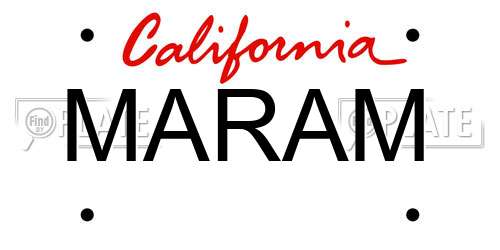 MARAM California License Plate