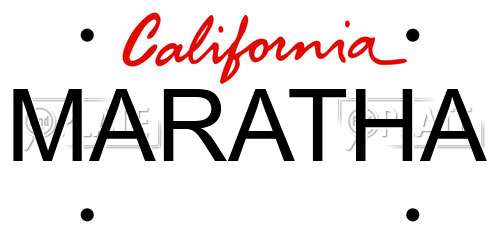 MARATHA California License Plate